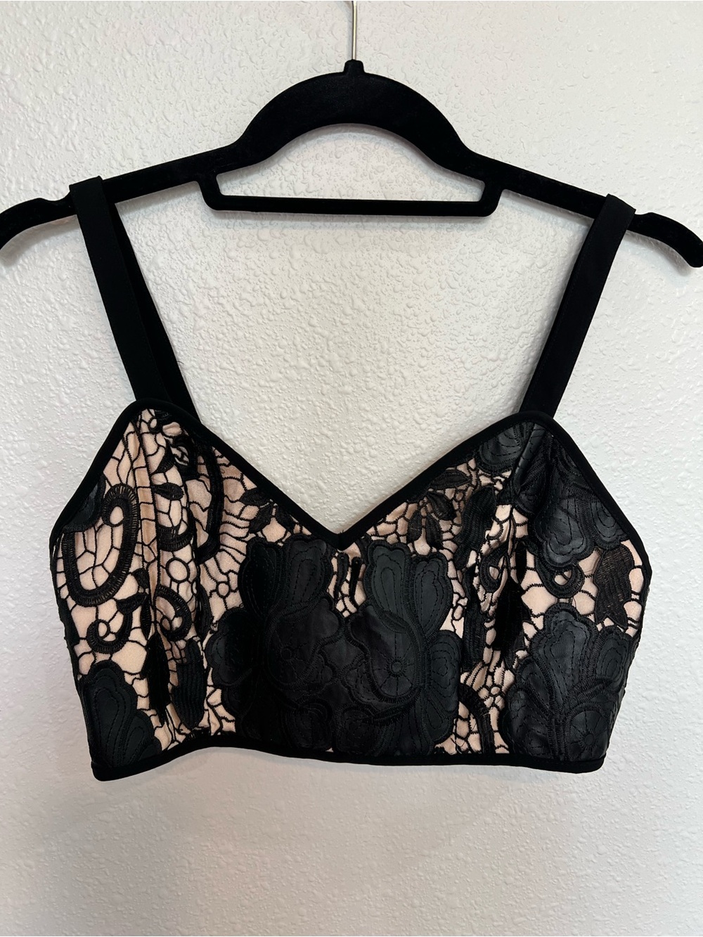 Stylestalker Black Lace Crop Top with Nude Lining